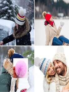 1-10个/批人造毛绒球 5厘米 DIY 毛绒球 带弹力环 适用于帽子 钥匙扣 围巾 手套 包包 饰品 针织配件 艺术和 DIY 创意工艺品装饰品