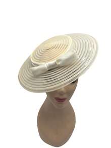 1pc Oversized Pill Box Hat, Wide Brim Hat, Women's Headpiece, Elegant Kentucky Derby Fascinator With Bow, Party Dress Soft Felt Hat, Cocktail Hat, Bridal Wedding Cowgirl Hat, Women's Tea Party Hat, Halloween Hat, Hair Accessory, Gift, Evening - Beige - View 14