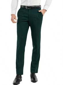 Men's Cozy Expandable Waist Dress Pants| Stretch Weave Work-To-Weekend Pants - Darkgreen - View 9