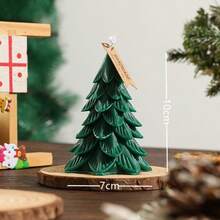 1pc Christmas Big Leaf Cedar Christmas Tree Shaped Scented Candle, Home Decor Ornament, Holiday Gift, No Wooden Base, Product Weight: 100g, Size: 7*10cm, Kraft Paper Box