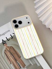 1pc Fashionable Minimalist Striped Textured Waterproof Shockproof Anti-Slip Soft Phone Case, Suitable As Birthday/Holiday Gift For Friends, Family, Couples, Compatible With Apple/ Phones - Multicolor - View 4