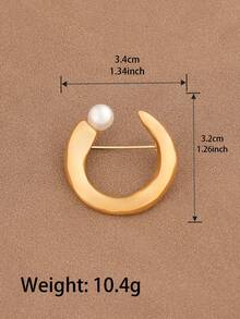 1 broșă minimalistă în formă de U din oțel inoxidabil, culoare aurie, la modă, cu perle artificiale, accesoriu de rever casual versatil, potrivit pentru purtarea zilnică a femeilor