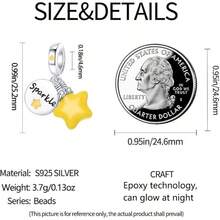 HappyStar 925 Sterling Silver Charms For Bracelets And Necklaces,Combination Dangle Pendants Beads Charms Jewelry Gift For Couples Sisters.(With Spacer Beads) - 2PS Star Charms - Xem 6