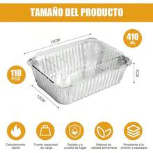 Paquete de 110 Charolas de Aluminio, Charolas para Hornear con Tapas Transparentes, Recipientes de Aluminio de 15 x 12 cm Adecuado para Catering Barbacoas - 110 piezas - Ver 5