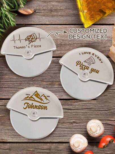 Cortador de Pizza Personalizável de Aço Inoxidável - Faca de Pizza Gravada Personalizada, Design Único - Impressão Unilateral - Vários Padrões de Pizza Divertidos Disponíveis - Presente Ideal para Amantes de Pizza, Chefs Domésticos e Entusiastas da Gastronomia - Perfeito para Aniversário, Casamento, Aniversário, Festa de Inauguração da Casa, Casamento