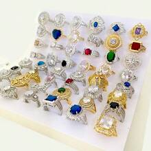 24pcs/Set Assorted Cubic Zirconia Rings, Different Sizes - 24 Styles - View 6