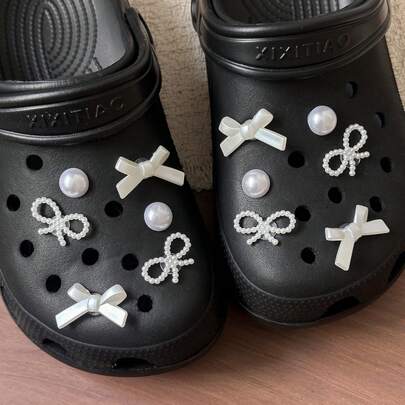 12个可拆卸鞋配件，时尚优雅仿珍珠花多功能装饰纽扣，适用于各种沙滩鞋、凉鞋、运动鞋、鞋带装饰、生日礼物