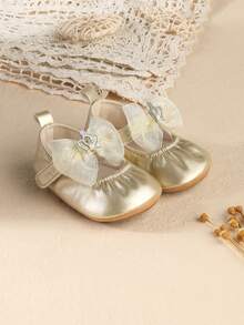 Infant/Toddler Princess Shoes With Crown, Non-Slip Rubber Sole, 0-1 Years Old, Indoor Wear, Spring/Autumn - Gold - View 3