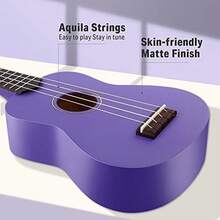 Soprano Ukulele Beginner With Online Lesson Bag Strap String Tuner Pick Cloth,  21 Inch Matte Bundle Kit  Series-Green - Violet - View 2