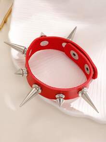 1pc Punk Style Rivet Leather Bracelet, Fashionable Couple Accessory Suitable For Men & Women, Ideal For Holidays, Parties, Daily Wear, Wonderful Gift For Halloween, Christmas, Thanksgiving, Birthday