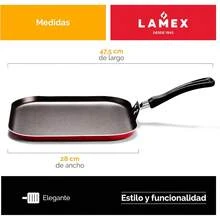 Sarteneta Antiadherente Lisa| Utensillos de Cocina| Ideal para tu Hogar & Cocina Integral| Cuadrada  - Mangos Aislante al Calor - Acanalada Roja 28x28cm - Ver 5