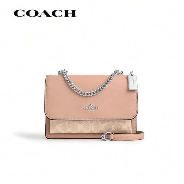 Coach COACH/Coach Damen Klare 22 Klassische Umhängetasche aus beschichtetem Canvas mit Markenlogo und Druckknopfverschluss