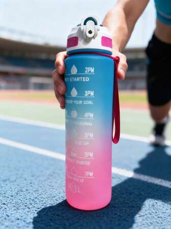 1 件 1000ml/32oz 大容量运动吸管水瓶，带渐变刻度的翻盖吸管杯，便携，适合健身、瑜伽、徒步旅行、户外活动