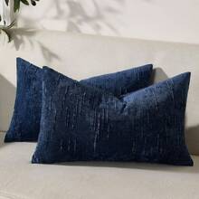 1/2pcs Blue (Pillow Insert Not Included) Vintage Striped Throw Pillow Cover, 100% Polyester Woven Fabric, Zippered Design, Machine Washable, Geometric Pattern Decor Cushion Cover, Suitable For Sofa, Bed, Dining Room, Home Office - Navy Blue - View 14