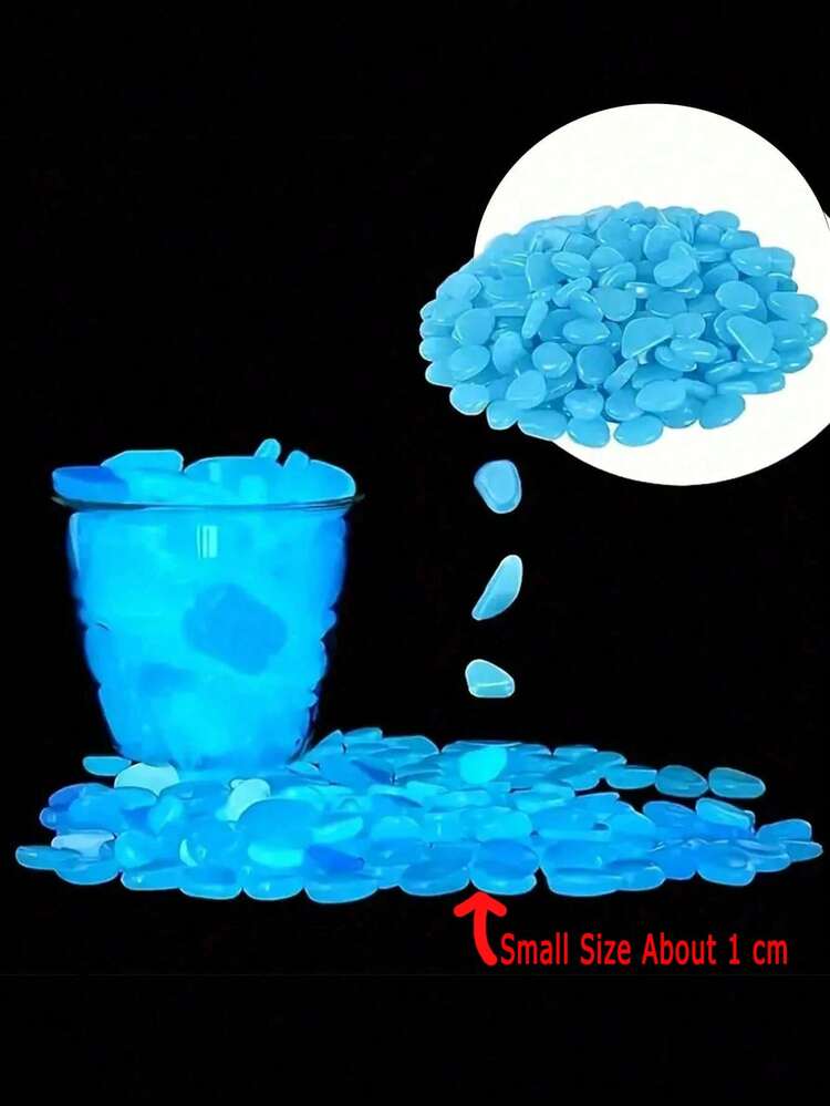 500 piezas Piedras que brillan en la oscuridad, guijarros luminosos para decoración de jardín, decoración de micropaísaje y acuario, set para patio, césped y jardín, relleno de jarrones, piedras de jardín brillantes, decoración de patio y caminos, piedras luminosas DIY - Multicolor - Añade 3