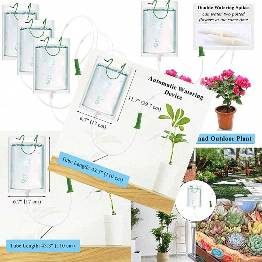 3 Pieces Automatic Plant Watering Drip Bag Irrigation Device Plant Water Drip Irrigation Kit With Adjustable Control Valve Switch For House Plants - As Pic - View 1
