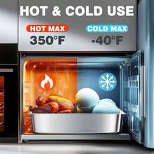 1-2-4 件装全尺寸蒸锅，4 英寸深，13 升容量 - 适用于烤箱、酒店的不锈钢食品容器 - 防卡设计 - 銀色 - 查看 9