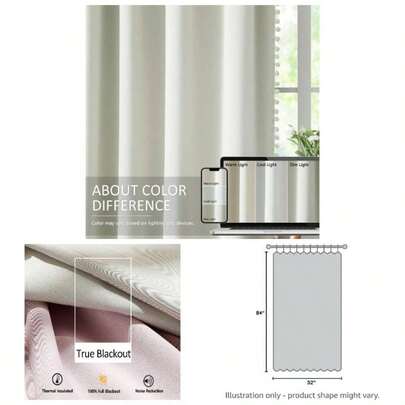 Natural Blackout Curtains Bedroom Living Room 84inch Long IovryBeige Pom Pom Curtain Panels Thermal Insulated Curtains Nursery Room Rod Pocket 52x 2pcs