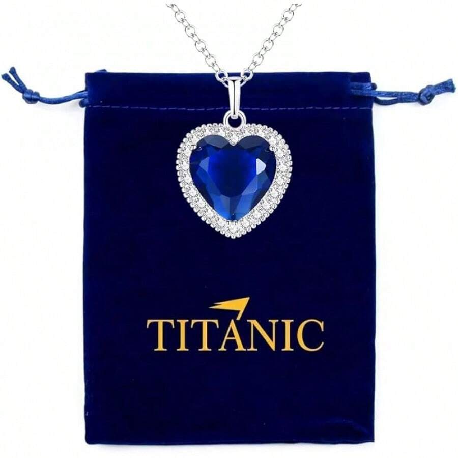 Heart The Ocean Simulated Blue Sapphire, Silver Necklace Pendants Jewelry  Jewelry Gifts For Woman2025 - 藍色-2 - 查看 1