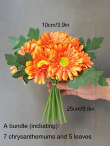 1束12头仿真菊花和向日葵，桌面装饰，摄影道具，花束