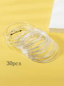 20pcs 3-14Y Girls' Delicate Glitter Bamboo Knot Stacking Bangle Bracelets - one-size - View 36