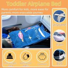 - Cama de avin para nios pequeos, extensor de asiento de avin para nios, cama de viaje porttil para nios, esencial de viaje para nios, cuna plegable para nios azul marino - 02 - Azul - Ver 4