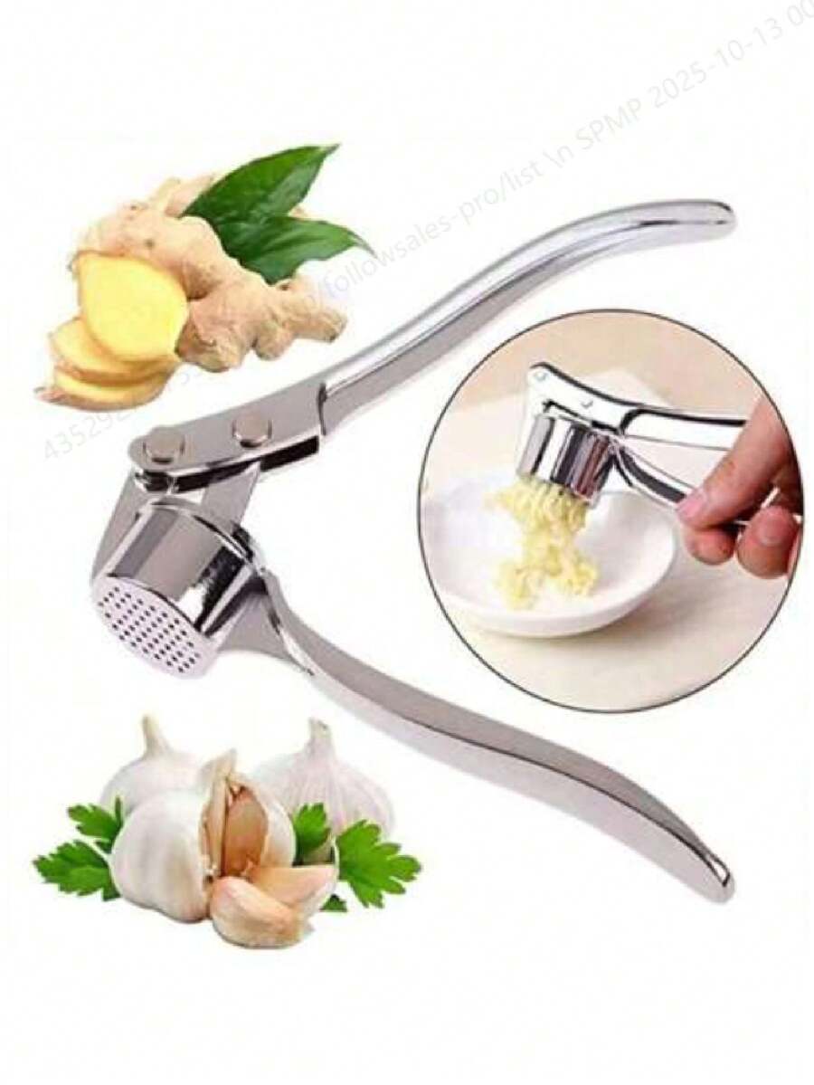 1pc Wholesale Large Size Garlic Press Garlic Paste Press Garlic Clamp Multi-Function Zinc Alloy Stainless Steel Manual Pull Garlic Presskitchen Accessoriescuisineustensiles De Cuisine