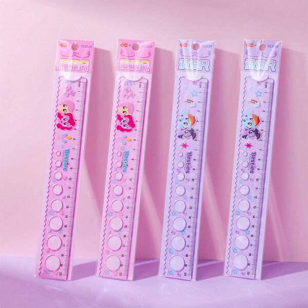 MY LITTLE PONY Iigen 1pc Cartoon-Shaped 20cm Hole Ruler, Multi-Functional Ruler For Learning Painting And Math, Gift And Small Prize
