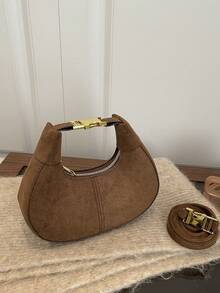 1 pezzo Nuova borsa a mezzaluna in finta pelle scamosciata per autunno/inverno, alla moda, adatta per pendolarismo, amanti delle feste, stile vintage, design di nicchia