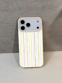 1pc Fashionable Minimalist Striped Textured Waterproof Shockproof Anti-Slip Soft Phone Case, Suitable As Birthday/Holiday Gift For Friends, Family, Couples, Compatible With Apple/ Phones - Multicolor - View 2