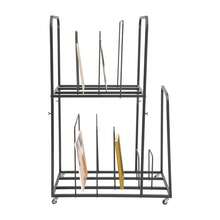 kangten Equipped With A Rolling Art Storage Rack, 2-Layer Metal Painting Board Storage Rack, Independent Art Canvas Storage Organizer, Modern Art Display Rack, Art And Collection Ventilation And Drying Rack Uphilltool Art Canvas Storage Rack, 2-Tier Painting Board Stand Art Drying Rack Art Easel Display Stands With Handrail And 4 Universal Wheels For Drawing Board, Panel, Paper Pad A Nice Gift - Black - View 10