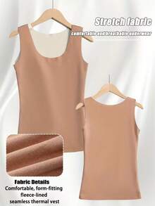 4pcs Women'S Seamless Thermal Tank Tops - Sleeveless, Double-Sided Brushed Solid Color, For Inner Wear As A Base Layer, With A Slim Round Neck,, Stretchy & Soft Chalecos Para Mujer Invierno For Winter Warmth - 彩色 - 查看 4