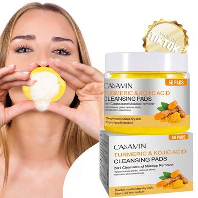 Almohadillas limpiadoras con ácido kójico y cúrcuma, 50 piezas, para limpieza y exfoliación facial