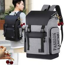 大容量多功能背包，樱桃吊坠设计，实用背包，适合学生上学、通勤上班和户外旅行，也是圣诞礼物之选，校园背包书包