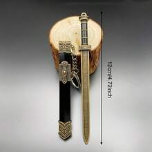 7-Piece Mini Metal Sword Set, Ancient-Inspired Toy Pendant Series, Military Theme, Durable Metal Structure, Ideal Gift For Game And Anime Enthusiasts, Aged 14 And Above (Including Sheath, No Display)