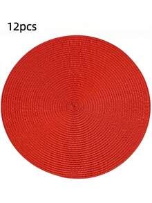 4 件/6 件套 15 英寸编织圆形餐垫，可洗防滑餐桌垫，适合家庭聚会、婚礼、派对（红色） - 紅色 - 查看 11