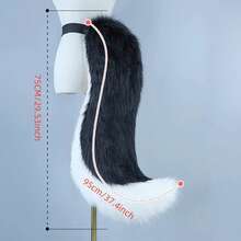 Halloween Simulation Lifelike Cosplay Costumes And Props, White, Black And Gray Simulation Animal Tail Accessories Wolf Tail, Suitable For Comic Exhibition Parties, Halloween Parties, Christmas Dress-Up - 黑與白 - 查看 5