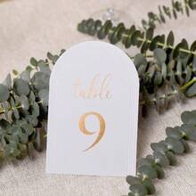 Arch Table Numbers 1 - 20+ Table, 4x6 Inch White Art Paper, Double - Sided, Gold Foil Embossed Details, Elegant Wedding Reception, Centerpiece Decoration, Event, Party, No Holders - 1-30金箔 - 查看 8