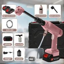 Power Washer High Pressure,Cordless Pressure Washer For Car, Portable Pressure Washer Cordless,Portable Power Washer With 5-In-1 Adjustable Nozzle, Power Cleaner With 196.8inch Hose For Cars/Patios, Festival Gift,2.4 GPM Portable Cordless Power Washer With 5-In-1 Nozzle, Foam Cannon, 21V Battery&Charger; Handheld Pressure Washer For Home, Car, Yard - Pink - View 10