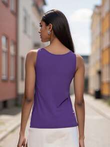 Sequin Tops For Women Y2k Sparkle Camisole Shimmer Sleeveless Crew Neck Tanks Top Glitter Crop Disco Party Shirt Cami Outfit - Màu tím - Xem 6