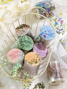 Candy Poetry 1 Roll 2M Plant & Floral Die-Cut Washi Tape, Creative Aesthetic Stickers, DIY Decoration, Scrapbooking, Craft Supplies, Holiday Gifts, Personalized Scrapbooks, School Supplies, Back To School Season - Multicolor - View 4