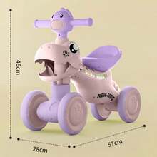 Montable de Dinosaurio para Niños - con Luces y Música, Cuatro Ruedas Estables, Asiento Cómodo - Ideal para Jugar en Casa y al Aire Libre - Morado - Ver 2