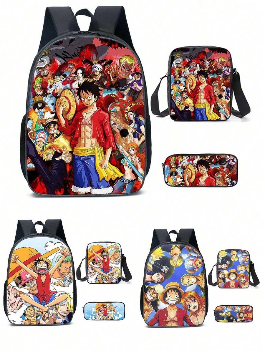 1 Zaino monospalla per studenti di scuola primaria e secondaria, zaini a tema Nettuno, zaini scolastici a cartoni animati, set da 3 pezzi, borsa a tracolla, astuccio