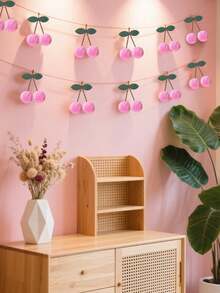 2 sets de decoración de corona de flores de cerezo rosa, decoración de cumpleaños de flores de cerezo con bolas de peluche, guirnalda colgante DIY, decoración de pared para dormitorio, decoración de fiesta y pared para vacaciones - Rosa - Ver 7