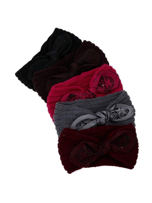 1pc Women's Solid Color Bow Sequin Braided Rhinestone Sports Headband, Suitable For Outdoor, Home, Running, Commuting In Autumn/Winter