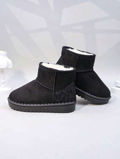 新款秋冬儿童雪地靴，中童平底鞋，毛绒厚底男童/女童保暖靴，幼儿短靴