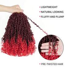 8/12/14 Inch Natural Black Bohemian Braided Crochet Hair Extensions, Pre-Twisted Crochet Curly Hair Ends, Senegalese Twist Crochet Braiding Hair