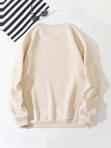 Valentine Outfits For Women/Men Mens Clothes Men's Casual Loose Fit Crew Neck Sweatshirt With Bear Head Graphic Print, Chicago-Inspired Design Supple - 黑色 - 查看 11