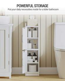 HEXCELEN Bathroom Storage Cabinet, Small Corner Floor Cabinet With Door And Shelves, Narrow Bathroom Organizer And Paper Storage With Adjustable Shelves, For Small Spaces, White - 白色 - 查看 4