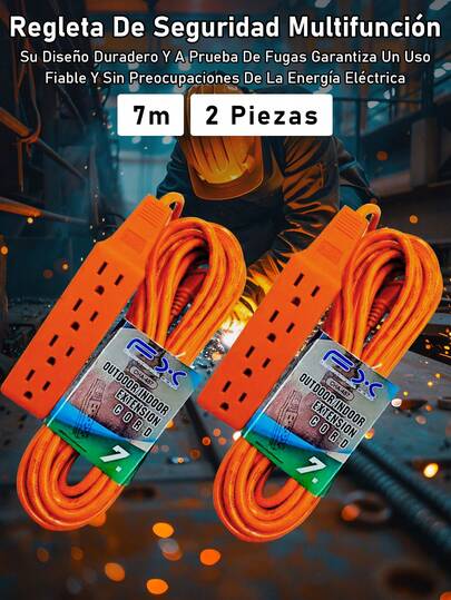 EXTENSION 4 enchufe 3m/5m/7m/15m uso rudo para exterior hogar, cable múltiple resistente intemperie, ideal jardín, eventos, industria